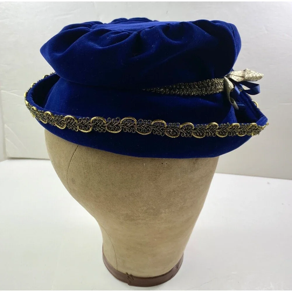 Blue Velvet Cap Hat Youth-Lg Medieval Steampunk Goth Cosplay Theatre Costume 17